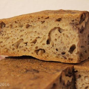 September starter Sourdough walnut flatbread first slice