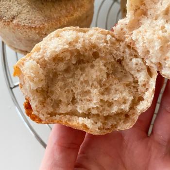 The Resurreced Sourdough English Muffins  first slice