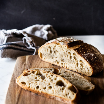 Whole Wheat Sourdough Bread first slice